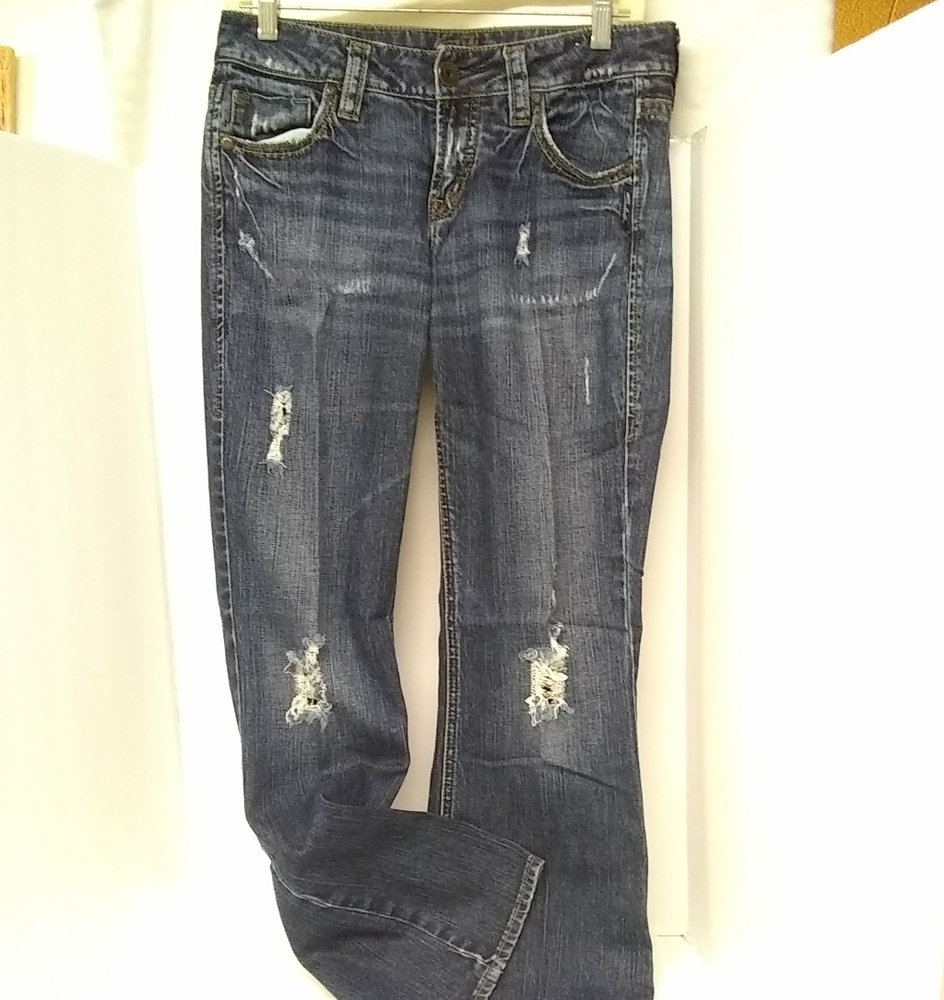 Ripped Distressed Silver Jeans Co Womens Pants  Blue Jeans Boot cut Sz- W27/30"